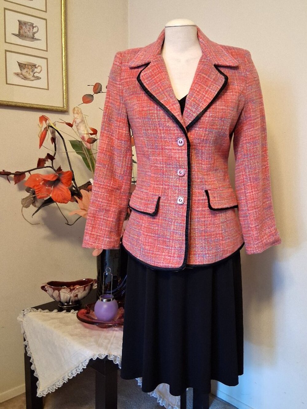 Women Cotton Blend Pink Lined Blazer Jacket Wrinkle Resistant Tailored Blazers S